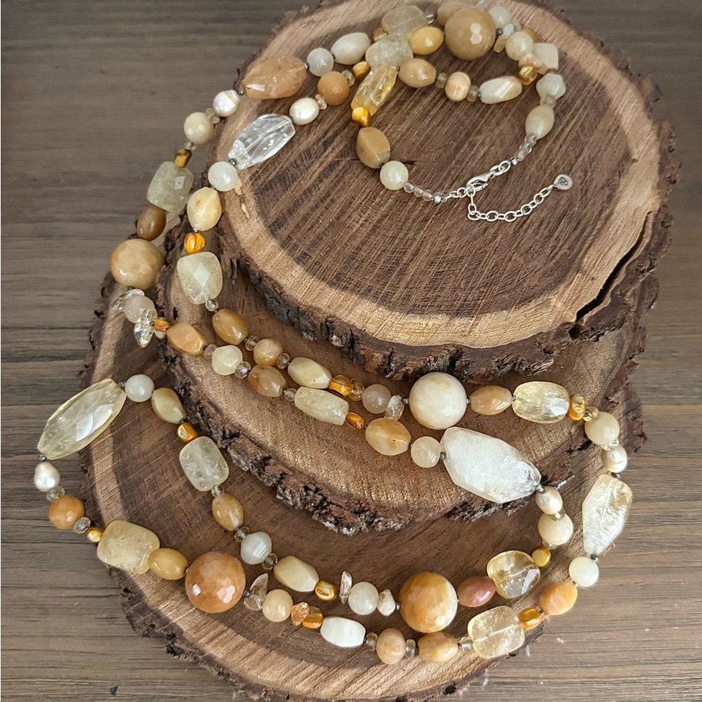 BARSE Citrine Quartz Multi Gemstone and Sterling Silver Necklace